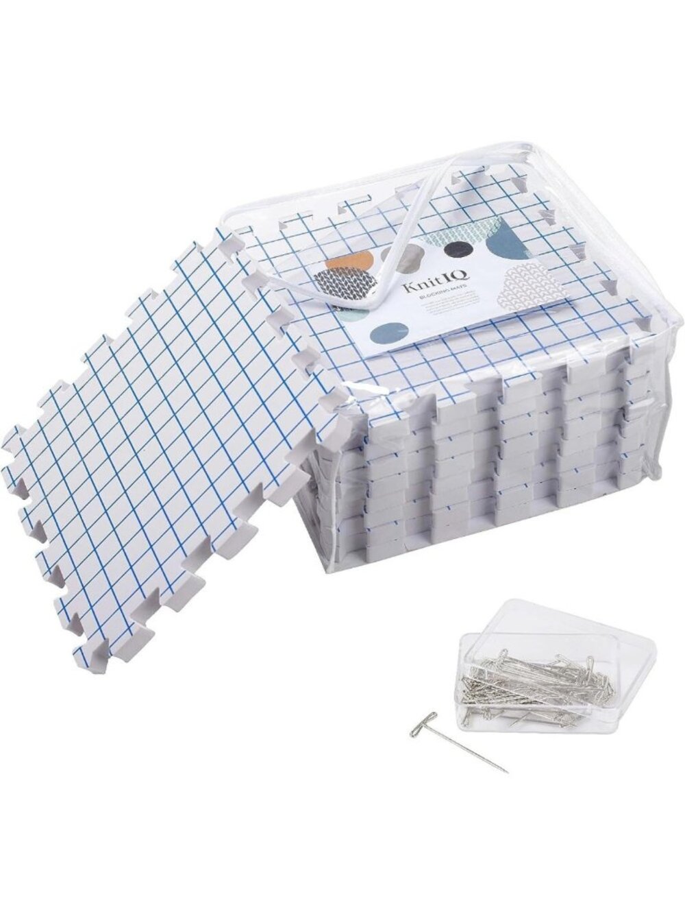 9-Piece Blocking Mats Set for Knitting & Crochet with Clear Storage Bag - Craft